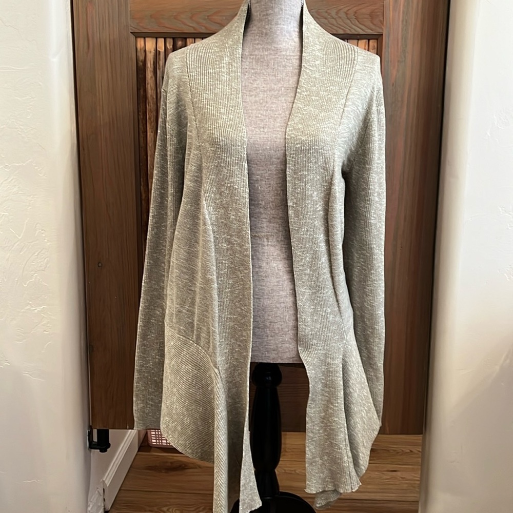 Wishlist From K. Hall Long Cardigan Sweater, Size M/L, Grey Combo, Asymmetrical